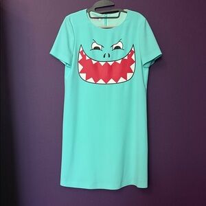 Moschino Teal Dress with Cartoon Face Designs size 40